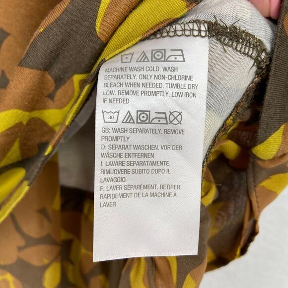 LOGO by Lori Goldstein Tunic Blouse Womens Size S Yellow Brown Ruffle Hem - Picture 11 of 11